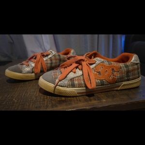 DC Orange and Plaid Skate Shoes
